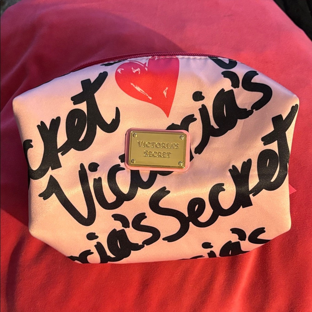 Victoria's Secret Pink and Black Cosmetic Bag